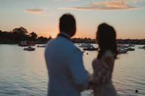 wedding couple sunset