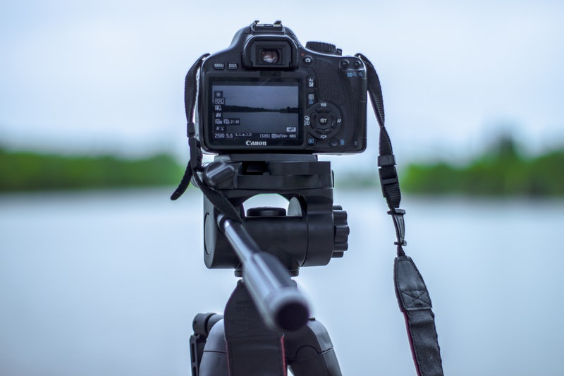 DSLR camera on tripod