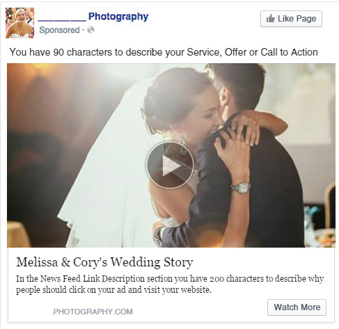 Video Ad on Facebook Showing a Photographer Wedding