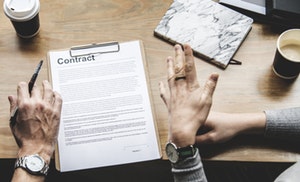 closeup of photography contract