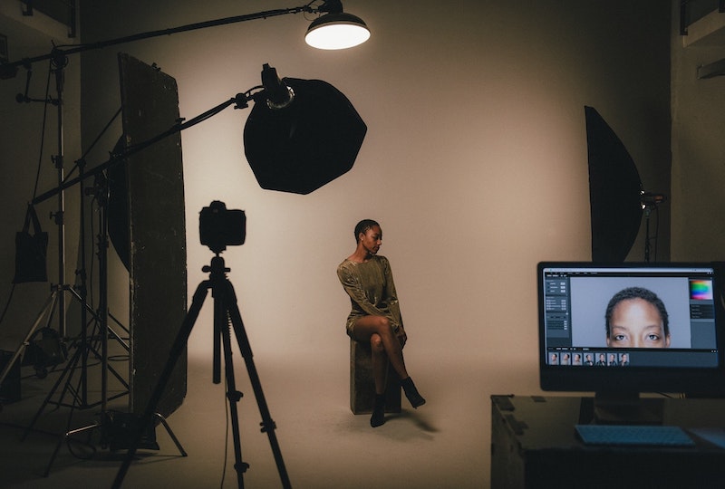female model with photography lighting