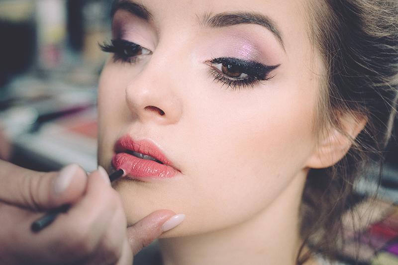 model having makeup applied